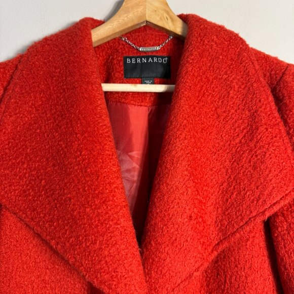 Bernardo Textured Wool Coat Women's Medium Orange Overcoat Pea Coat Jacket Chic - Picture 7 of 15